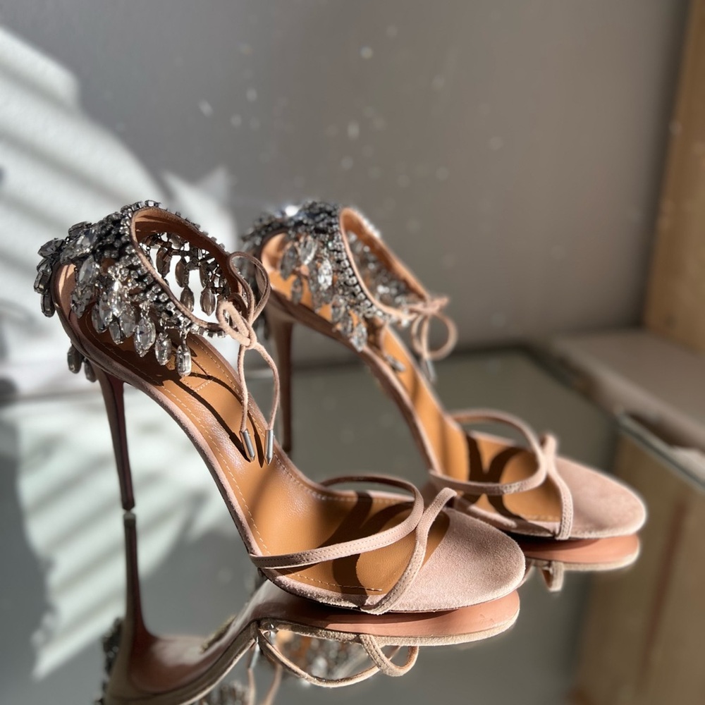 New AQUAZZURA Eden suede sandals 40.5 - Picture 14 of 17